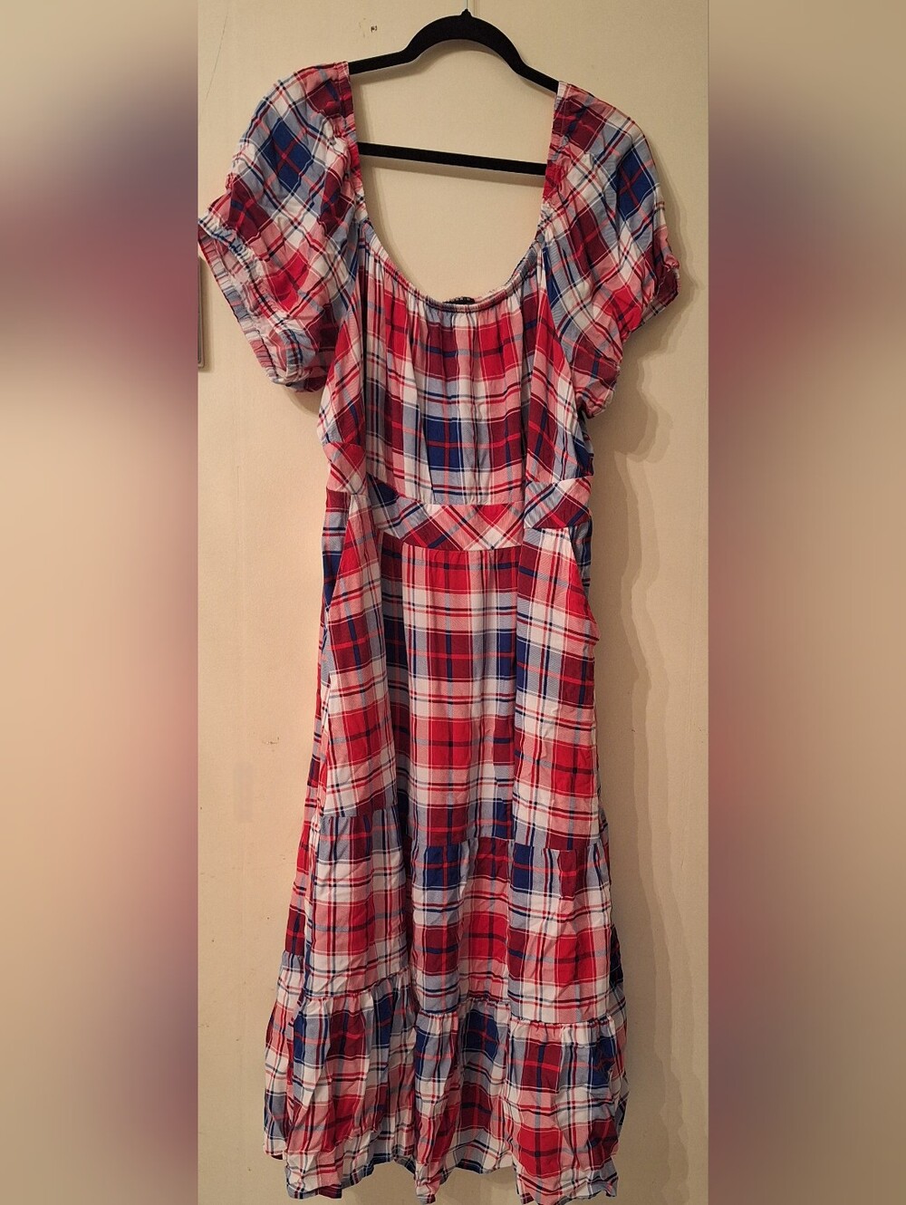 Torrid Red, White & Blue Plaid Midi Dress Size 3